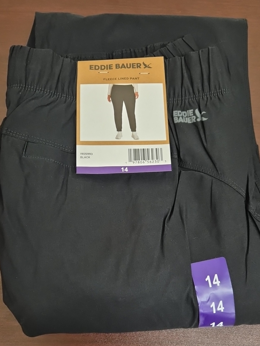 Eddie Bauer Women’s Black Fleece-Lined Joggers Size 14